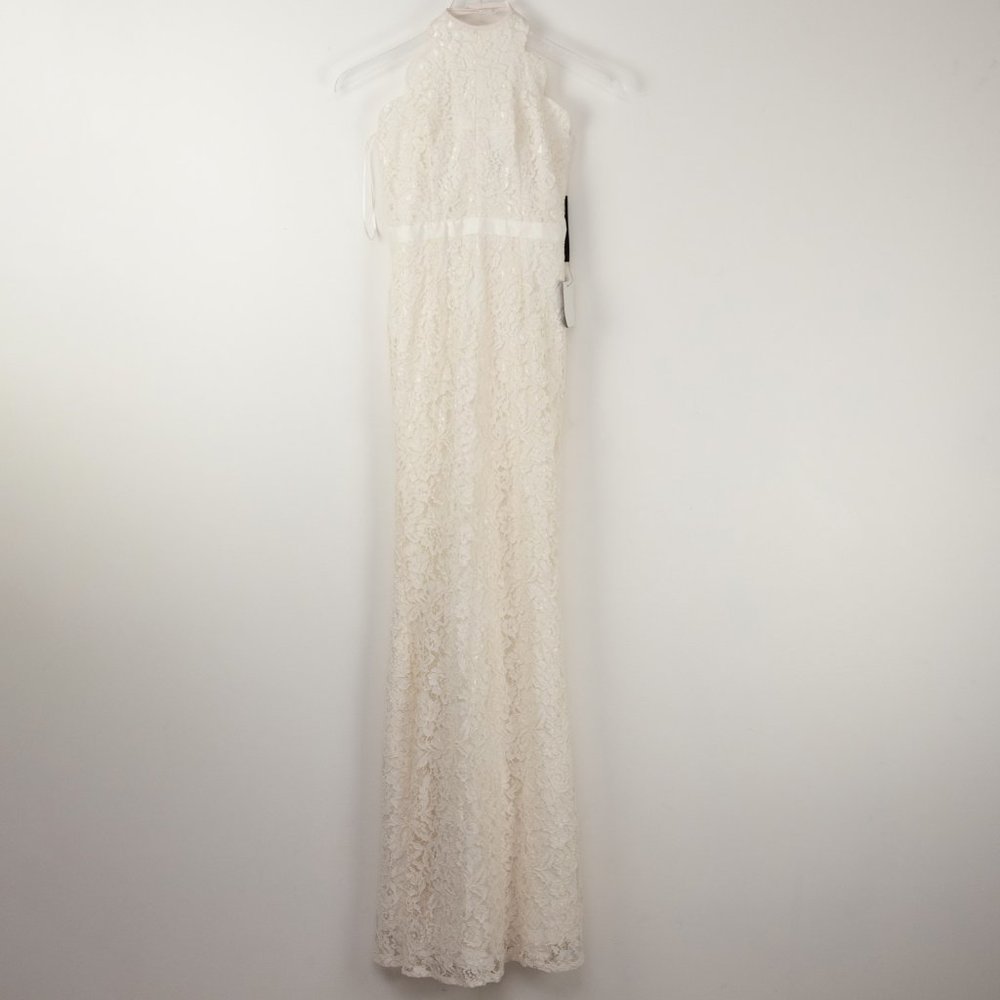 Lulus Zenith Maxi Dress Cocktail Lace Bridal Scalloped Bride Cream Small New - Picture 2 of 8